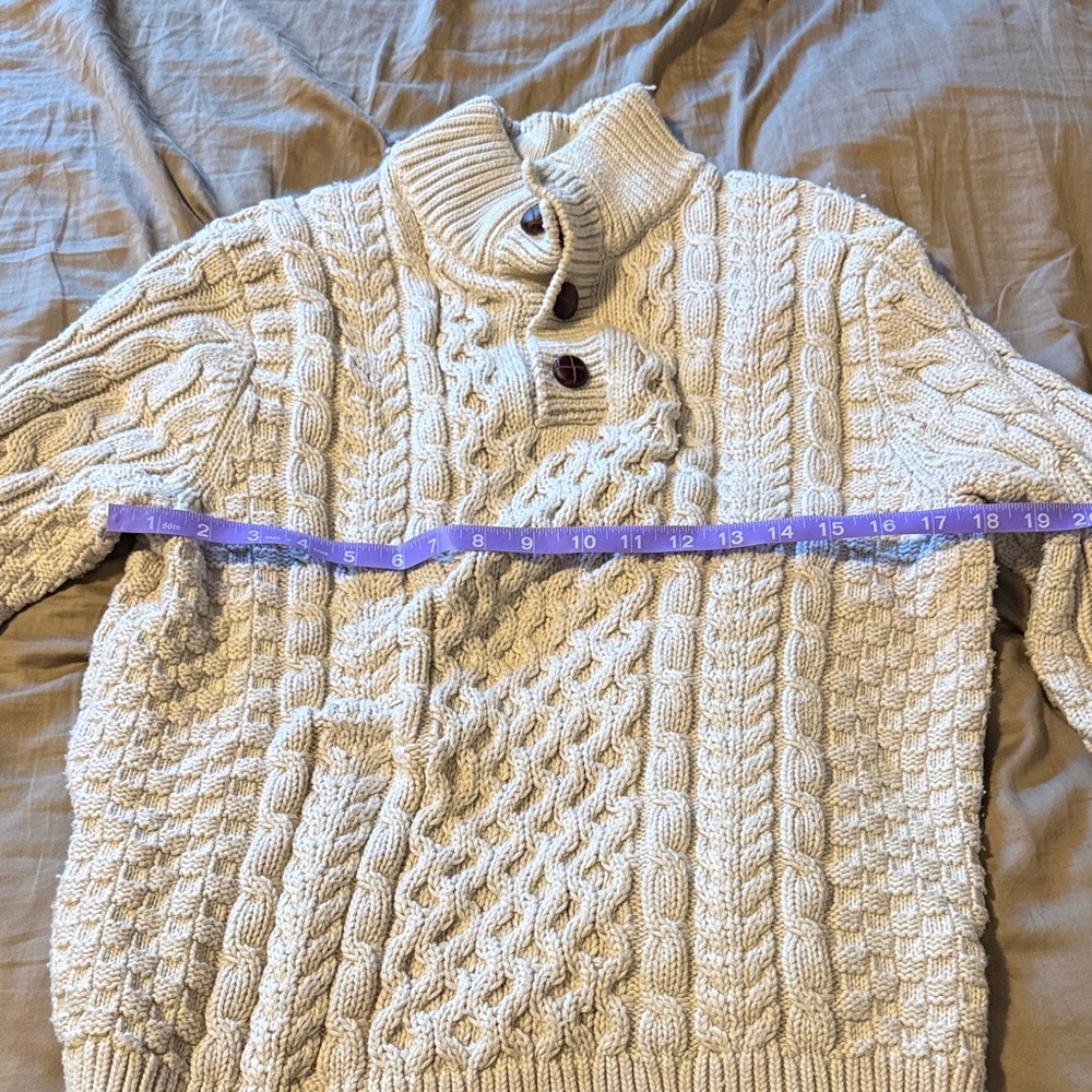LL Bean Cream fishman men’s sweater - Picture 6 of 7